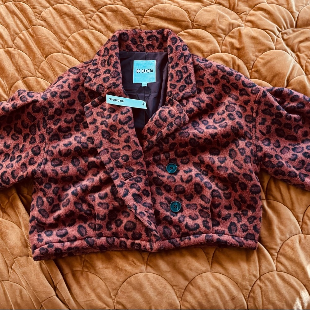 NWT- BB Dakota Faux Fur Animal Print coat